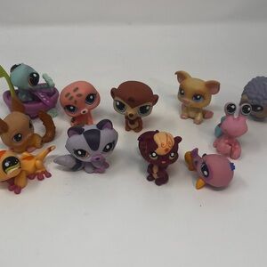 Littlest Pet Shop Lot Of 12 Retired Pieces 11 Animals 1 Scooter Crab Seal More